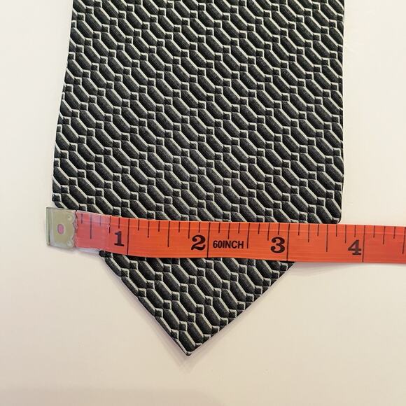 Giorgio Armani Collezioni Silk Tie Mens 53.5x3.75" Forest Green Geometric Italy - Picture 9 of 11